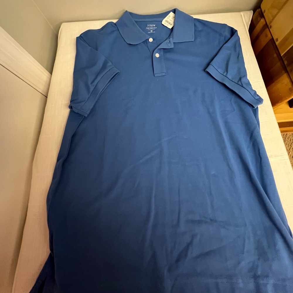 NWT J. Crew Factory Men’s Size Medium Blue Pique Polo Shirt